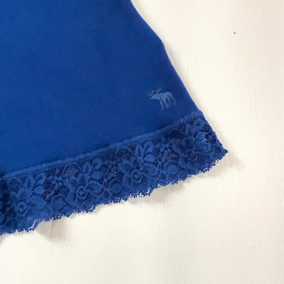 Y2k Abercrombie Fitch Lace Trim Women Medium Tank Top Fitted Logo Preppy Bell - Picture 5 of 13